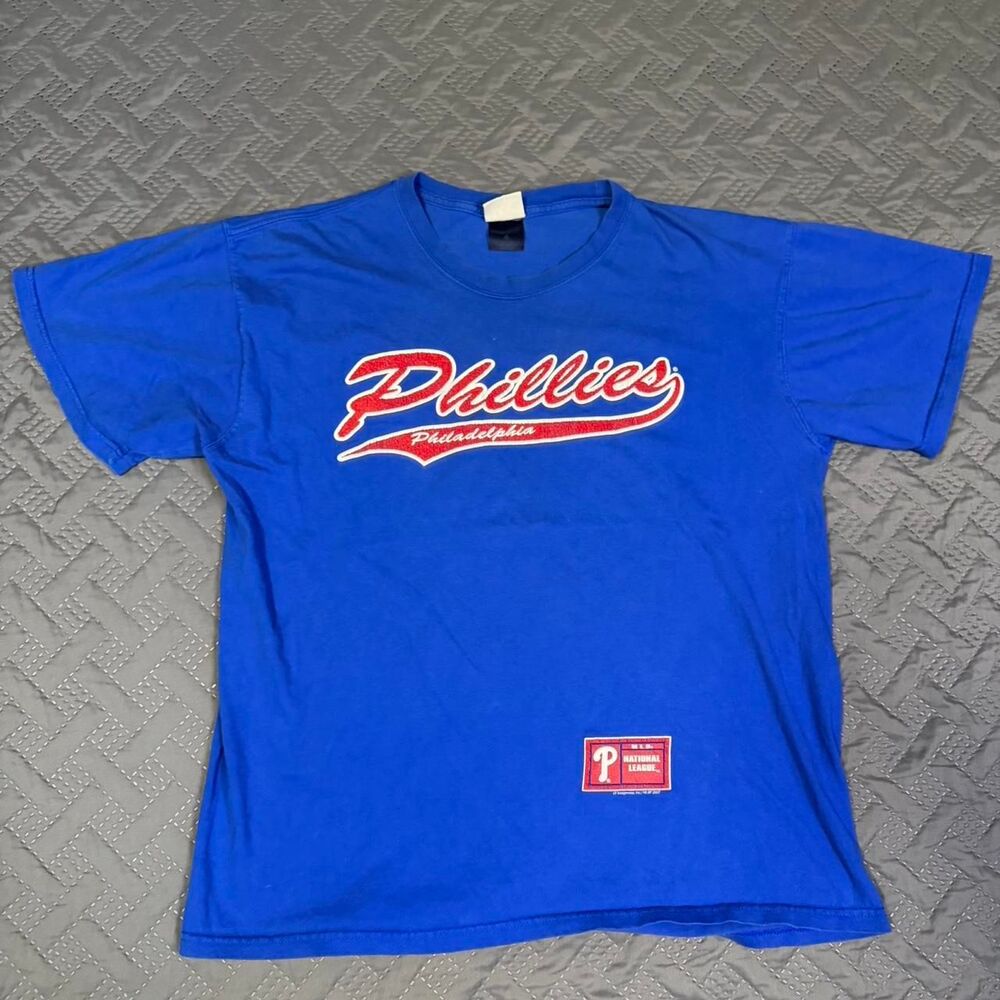 Vintage 2007 Philadelphia Phillies MLB Baseball Blue Graphic Tee Men's Size L